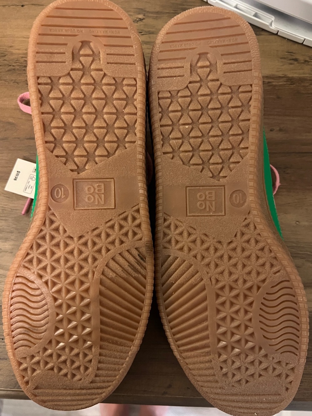 No Boundries Pink Sneakers with Green Stripe - Picture 3 of 4
